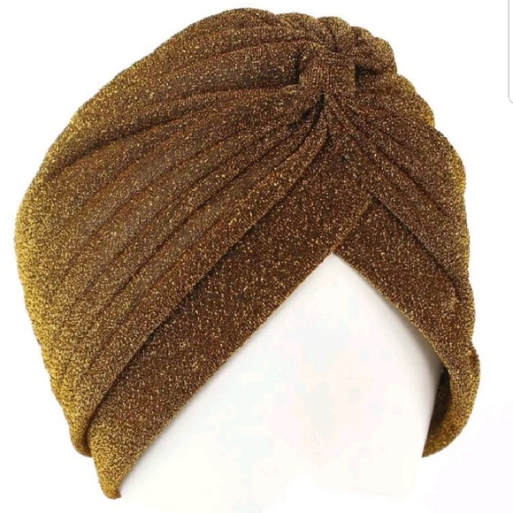 Gold Shimmer Turban - Picture 2 of 4